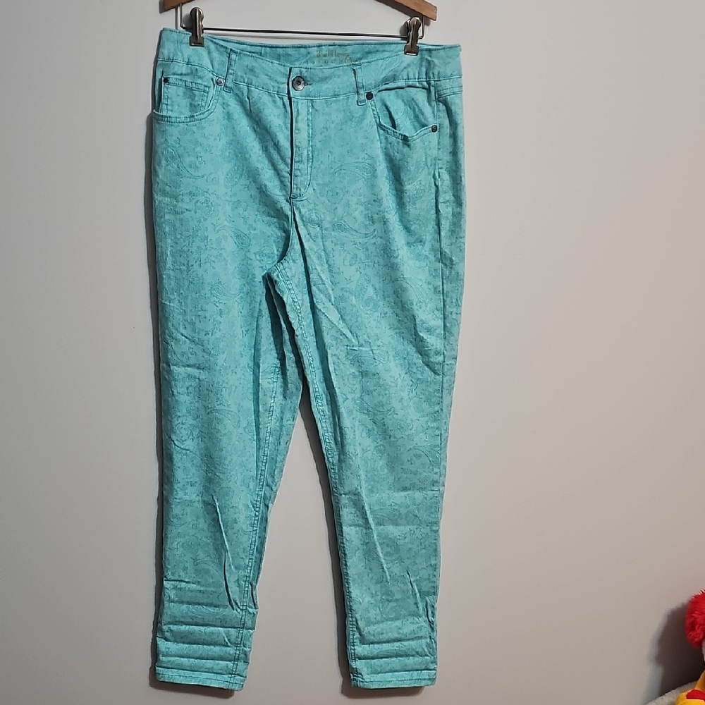 Ruff Hewn Turquoise Patterned Pants Size 16
